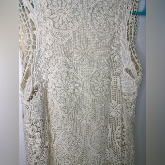 Yoana Baraschi Crochet Off‎ White Cream Lined Sleeveless Dress sz 4 - Picture 5 of 12